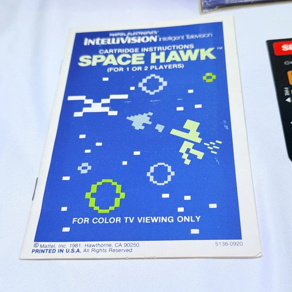 Space Hawk Mattel Intellivision 1981 Game CIB Box Manual Overlays‎ 5136